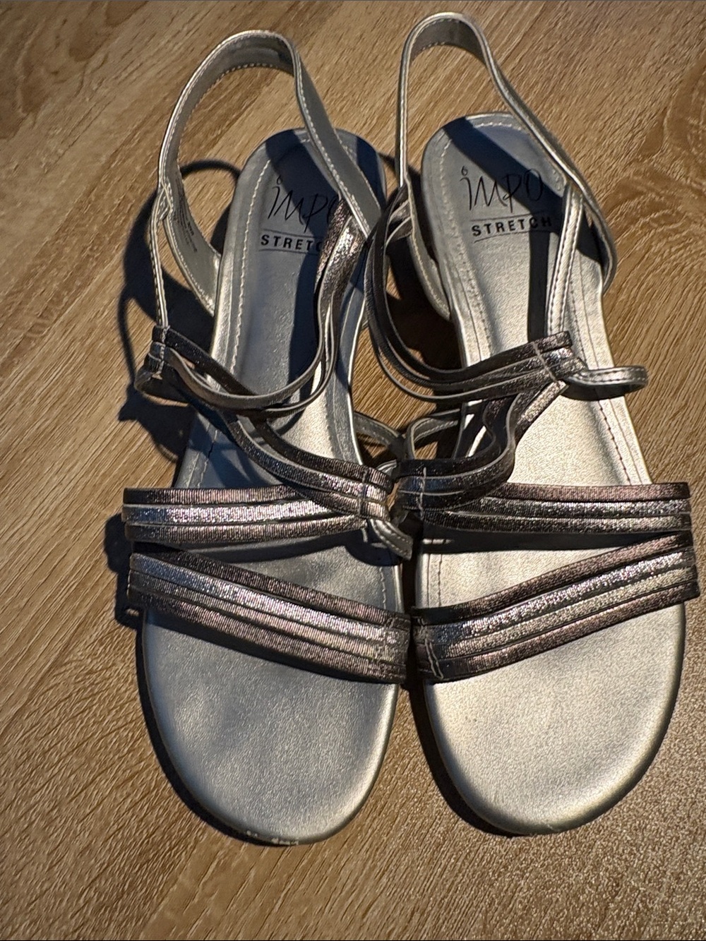 Impo Metallic Pewter Knot-Front Slingback Sandals